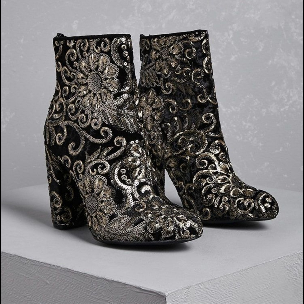 Sequin ankle boots